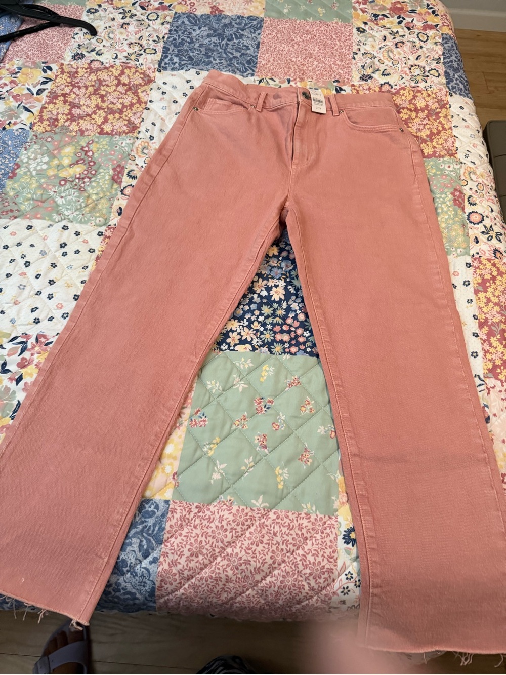 Loft Women's Pink High-Rise Straight Jeans